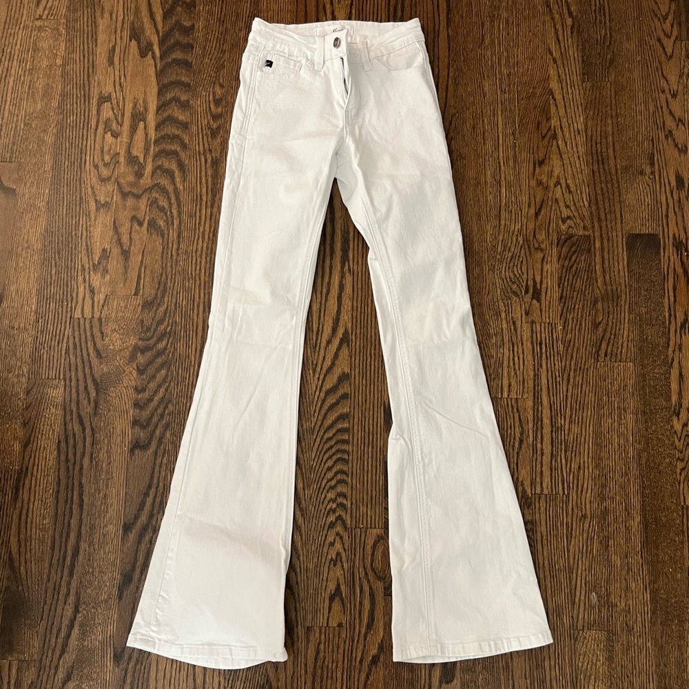 White flare jeans